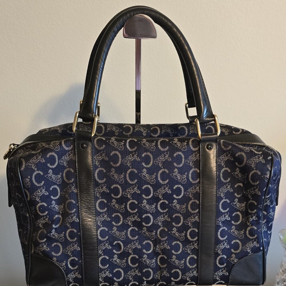 Celine Navy Boston Bag/Handbag ~ Vintage ~ made in Italy - Picture 2 of 11